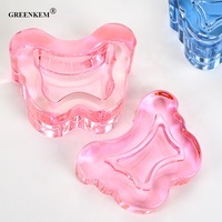 Nouveau clou cristal carré clair lavage tasse avec couvercle stockage poudre liquide acrylique monomère anti-déversement verre ongles Dappen plat