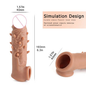 Manchon d'extension mâle pénis agrandi et allongé dents de loup verrouillage longue durée sperme réutilisable Simulation gode jouets sexuels pour adultes - Product Image 2