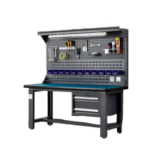 Industrial Workshop Staff Workstation Woodworking <b>Bench</b> with <b>Tool</b> Pegboard and Drawers Garage Storage Workbench - Product Image 3