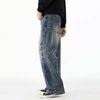 Nouveaux Jeans Tie-Dye Effet Vieilli et Fluide pour Hommes - Pantalons Longs Vintage de Haute Qualité, Coupe Ample, Délavés à l'Eau, Style Queue de Chat, Jambes Larges