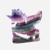 Vente en gros de haute qualité cristal naturel artisanat licorne sculpture colorée Fluorite cheval volant pour la décoration