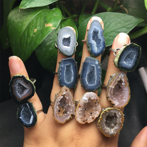 Hot Sale Kristall Natur Geode Stein Schmuck Achat Geode Höhlen ringe Für Frauen Männer Junge Mädchen - Product Image 6