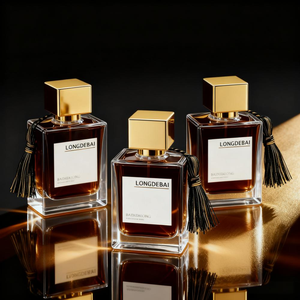 Eco Luxury 30 50 100ml Square Clear Matte Glass Perfume <b>Bottles</b> with Gold Cap for Custom Branding - Product Image 4