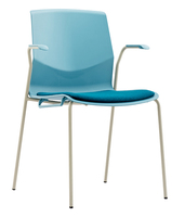 Chaise de salle de réunion empilable avec accoudoirs, en métal moderne et coque en plastique, pour usage scolaire et hôtelier