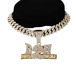 Stile americano europeo ciondolo 'ghiaccio' vetro oro strass Versatile Hip-Hop fibbia alla moda ciondoli ciondoli in lega - Product Image 5