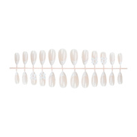 24 faux ongles en acrylique en forme d'amande, avec nœud français et strass, couvrance totale, avec colle
