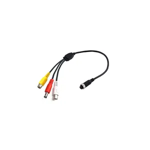 Conector de aviação fêmea 4 pinos para fêmea rca cabo dc