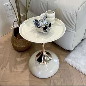 <span class=keywords><strong>Table</strong></span> Basse Mobile Ronde en Métal Rétro Simple, Style Nordique, Portable, Luxe Moderne pour Salon et Chevet de <span class=keywords><strong>Chambre</strong></span> - Product Image 3