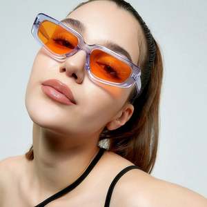 Gafas de Sol Personalizadas de Moda 2022, Color Caramelo Degradado, Azul Naranja, Pequeñas, Estilo Ojo de Gato, para Mujer - Product Image 4