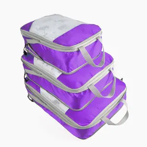 1 में 3 निविड़ अंधकार Foldable संपीडित यात्रा पैकिंग क्यूब्स सेट विस्तारित भंडारण बैग यात्रा के लिए नायलॉन पॉलिएस्टर