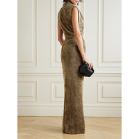 Coupe Ajustée Longueur Sol Crayon Avant Tressé Imprimé Mousseline de Soie Respirant Style Formel Robe Décontractée de Haute Qualité