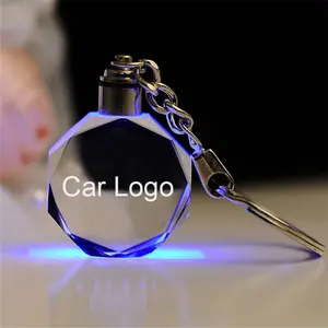 GuangDong Fashion Creative Wholesale K9 Blank crystal laves LED Key chains custom 3d logo crystal keychains for car decoration