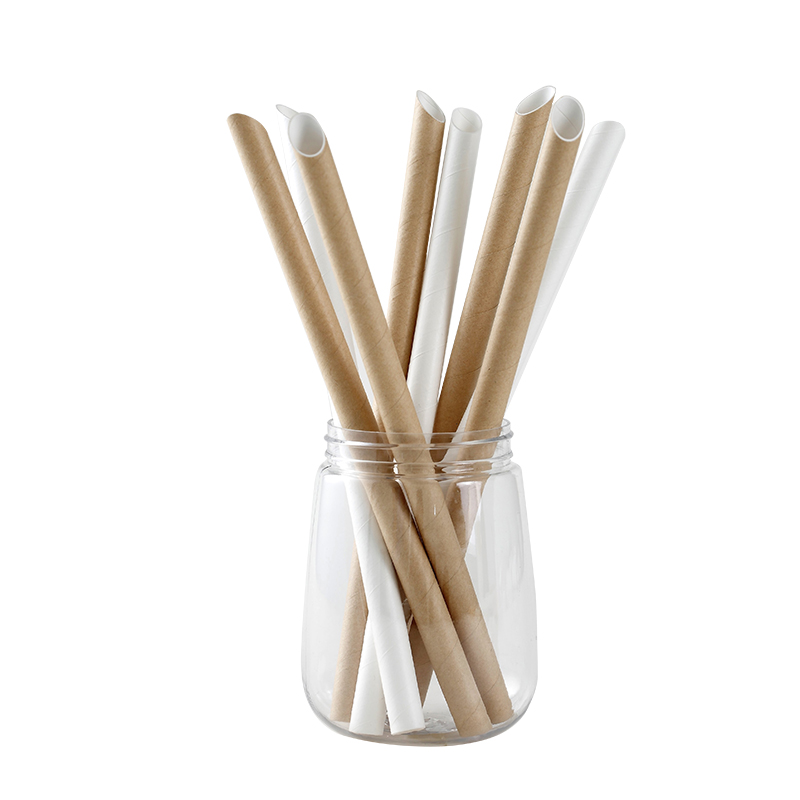 Custom Eco-Friendly Biodegradable Non-Toxic Recyclable Food-Grade Wood Pulp Paper Straws Disposable Boba Straw Juice Custom Logo