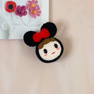 Pendentif de poupée de dessin animé en laine au Crochet transfrontalier fait à la main fini filet de laine rouge boules de boîte aveugle rouge artisanat textile et tissu - Product Image 4
