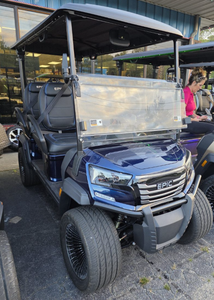 Electric <b>Golf</b> Cart 4 Wheels 24V Lithium Battery Double Motor 400W Modern Style Blue Roof Black Seats - Product Image 4