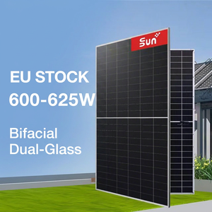 Sunplus แผงเซลล์แสงอาทิตย์แบบกระจกสองชั้นโมดูลใบหน้าแบบคู่สีดำเต็มรูปแบบ600W 625W สำหรับระบบพลังงานแสงอาทิตย์บนดาดฟ้าและสาธารณูปโภคของ EU - Product Image 1
