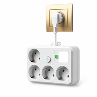 Multiprise murale UE 4 prises avec interrupteur principal et veilleuse LED, en laiton et ABS, pour maison, chambre et bureau