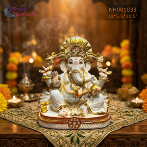 Statue traditionnelle du Seigneur Ganesha en résine faite à la main |   Idole de Ganesh pour la décoration spirituelle de la maison et du bureau, et comme cadeau - Product Image 2