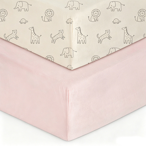 Lot <span class=keywords><strong>de</strong></span> 2 draps-housses imperméables en jersey <span class=keywords><strong>de</strong></span> bambou pour lit bébé, adaptés aux matelas standard <span class=keywords><strong>de</strong></span> 52x28 pouces, doux et respirants, literie pour bébé - Product Image 1