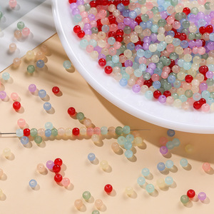 Perles en verre imitation jade, 3 mm, rondes, en vrac, pour la fabrication de bracelets, accessoires de bijoux DIY, matériaux en gros - Product Image 1