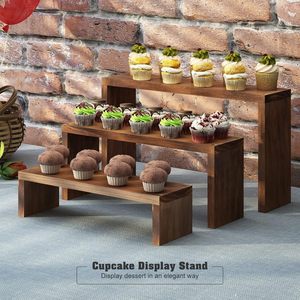 Estante de almacenamiento de madera Tovacu de 3 niveles, 15,7x8,9 pulgadas, estante multifuncional para exhibición de flores y postres en la cocina - Product Image 3