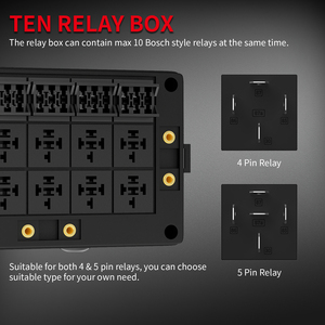 Không thấm nước 12v-24vdc ô tô Relay Hộp 10 Relay ổ cắm 15 Lưỡi Cầu Chì khe cắm ATC/Ato cầu chì 40A bề mặt gắn kết Nhựa + Kim loại - Product Image 6