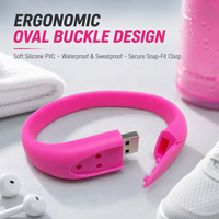 Clé USB 2.0 en silicone imprimée, bracelet portable, cadeau promotionnel avec cryptage, garantie de 3 ans, 8 Go-128 Go