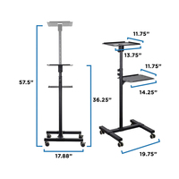 Support de projecteur mobile, chariot de présentation pour ordinateur portable et projecteur, réglable en hauteur, pour utilisation au bureau