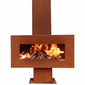 Garden <strong>Outdoor</strong> Warming Corten Steel <strong>Fireplace</strong> &amp; BBQ Grill - Product Image 1