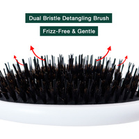 Brosse à cheveux en bois à poils de sanglier, étiquette privée OEM, logo personnalisé, outil démêlant pour perruques et extensions capillaires