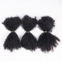 Afro Curly Marley Human Bulk Afro Kinky Curls pour Twist Locs Tresses au crochet 4a/ 4b/ 4c Cheveux humains à tresser