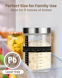 Beginner <b>Baking</b> Tool Kitchen Sourdough Supplies Clear Airtight Eco-Friendly Silicone Glass Jar Fermentation Starter <b>Kit</b> Lid - Product Image 3