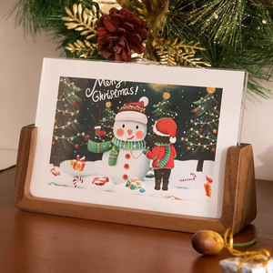 Porte-cartes en bois massif et acrylique avec base en forme de U, 20 cm x 20 cm, pour l'affichage de photos, usage domestique ou professionnel - Product Image 1