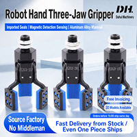 Pince pneumatique à trois griffes JD, embout de robot, alliage d'aluminium, patin en caoutchouc bleu, mandrin auto-centrant pour pièce cylindrique