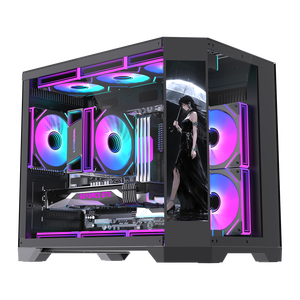 Gabinete de Computador Lovingcool Atacado de Fábrica Mid Tower M-ATX Vidro Temperado Chassi de <span class=keywords><strong>PC</strong></span> Gamer RGB com Tela LCD de 9.16 Polegadas - Product Image 1