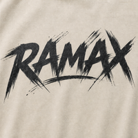 T-shirt RAMAX 300 g/m² épais beige à manches longues avec logo personnalisé style pinceau, pour homme, streetwear, vente en gros, faible MOQ 50 pièces