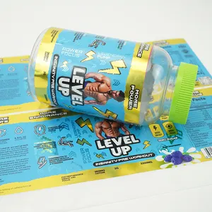 ملصق تجارية خاص قابل للتخصيص بكميات كبيرة مستحضرات غذائية للمكملات البروتينية ملصقات UV لاصقة فضية براقة للبشرة للارتداء على الزجاجات