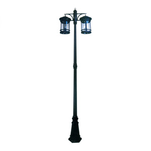 Lampadaire extérieur classique à double tête marron IP66, éclairage paysager 5000K lumière du jour, AC 220V, commande par bouton, alimenté par énergie solaire, Ra90 - Product Image 2