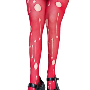 Red Hollow Out Ripped Fishnet Pantyhose Ultra Thin 0D Sheer Nylon Women's Tights - Product Image 5
