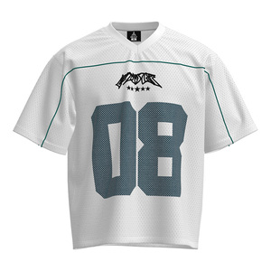 Maillot de football Healy American Streetwear rétro, couleur contrastée, col en V ample, respirant, en maille, séchage rapide, haut sportif pour homme - Product Image 1