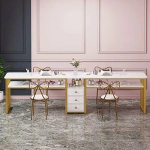 Juego de Muebles para Salón de Uñas, Mesas Largas de Metal, Tocador de Maquillaje, Juego de Muebles de Mármol para Manicura, Mesa de Uñas - Product Image 4