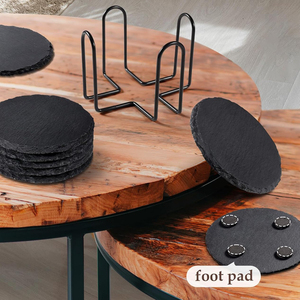 STARUNK vente en gros écologique <span class=keywords><strong>10</strong></span>*<span class=keywords><strong>10</strong></span> tapis de tasse antidérapant blanc rond <span class=keywords><strong>ardoise</strong></span> pierre en vrac boisson café sous-verres personnalisés avec support - Product Image 4