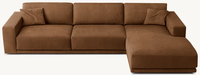 Canapé d'intérieur personnalisable, structure en bois massif fabriquée à la main, coussin épais rembourré, forme minimaliste moderne et épurée, soutien ergonomique
