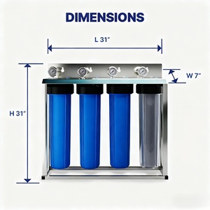 20*4.5 "4-giai đoạn lớn màu xanh toàn bộ nhà Hệ thống lọc nước với PP + CTO + UDF + KDF trầm tích lọc 304ss khung cho trong nhà - Product Image 5