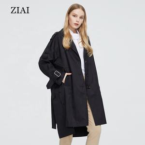 جديد معطف ربيعي نسائي عصري طويل الخريف أسود مبطن معطف واق من المطر بأزرار جيب دافئة مقاوم للرياح فضفاض الربيع معطف واق من المطر للنساء - Product Image 5