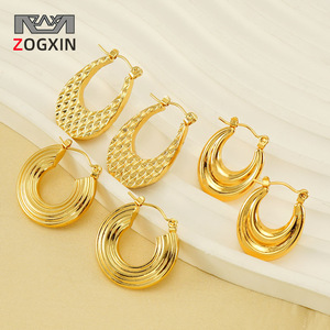 Zogxin Hoop Earrings 18K Gold Plated Geometric Design For Women Party Jewelry - Product Image 1