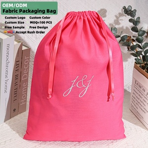 Sac de shopping en coton avec cordon de serrage 30*40 cm, logo personnalisé imprimé, coton mousseline <span class=keywords><strong>rose</strong></span>, pochette d'emballage pour vêtements et chaussures - Product Image 4