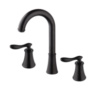 Robinet de lavabo moderne monotrou à poser en noir et or rose, mitigeur eau chaude et froide pour lavabo