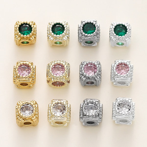 Perle carrée plaquée or 18 carats de 5,5 mm incrustée de bijoux, accessoire de bijouterie DIY, décoration de chaîne de téléphone portable - Product Image 5