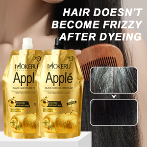 Tinte Permanente para el Cabello Negro Oscuro Extract Jet de Apple, Crema de Coloración Capilar de 500 ml * 2, Fórmula Suave <span class=keywords><strong>Sin</strong></span> Amoníaco, 100% para Cabello Gris - Product Image 3